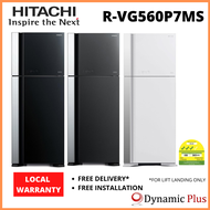 [BULKY] Hitachi R-VG560P7MS 2 Glass Doors Top Freezer Fridge 450L FREE 1.0L MICOM Rice Cooker - RZ-PMA10Y (worth $159)