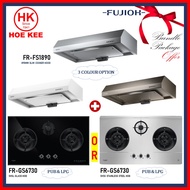 (HOOD + HOB) Fujioh FR-FS1890R Slimline hood + FH-GS6730 SVGL/SVSS 3-Burner Hob