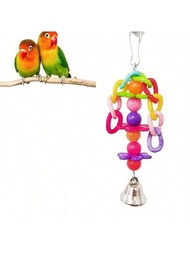 鸚鵡鈴鐺吊墜,多彩球花狀有趣鳥鳳凰老虎皮咬力互動玩具