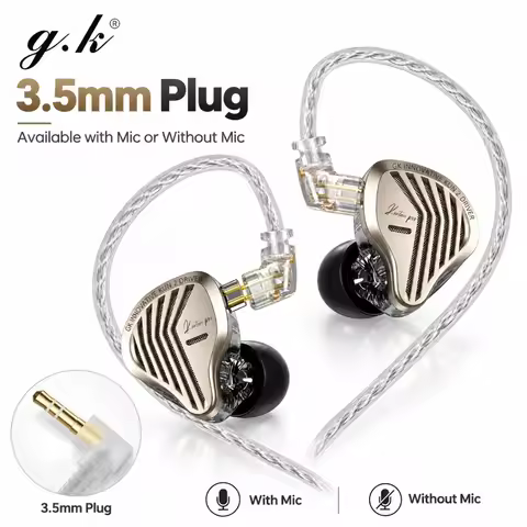 GK KUNTEN PRO KUN 2 Driver HiFi IEM Earphones 3.5mm Wired Dynamic Driver Deep Bass Audiophile Music 