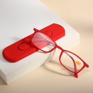 KT1908 1pc Metal Squared Frame Portable with Case Sticker to Phone Presbyopia Unisex Men Women Corre