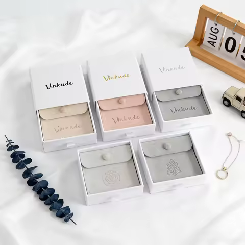 24/50/100Pcs Custom Logo 7x9x2.5cm Paper Jewelry Box Drawer Jewellry Gift Boxes Earrings Packing Nec