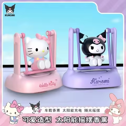 Car Air Freshener Sanrio Kuromi My Melody Solar Powered Cartoon Swing Dashboard Ornament Cute Car In