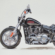 Sport Motorcycle Painting Harley Davidson Original Art Softail Standard Postcard