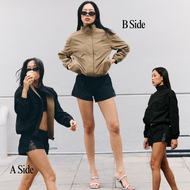 trophy department - Reversible Funnel Jacket — Black and Khaki เสื้อแจ็คเก็ตสองด้าน