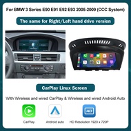 8.8นิ้ว1920*720 Apple ไร้สาย CarPlay Android Auto Linux อัตโนมัติหน้าจอสัมผัสสำหรับ BMW 3ชุด E91 E90 E92 E93 2005-2011 CCC CIC System จอมัลติมีเดียรถยนต์