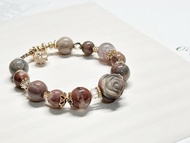 【客製】玫瑰花的閃耀季節 l 爆裂 阿拉善 手鍊。淡水珍珠