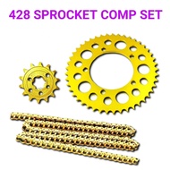 EVO Z110 428 SPROCKET SET GOLD HTM 428 CHAIN SPROCKET SET