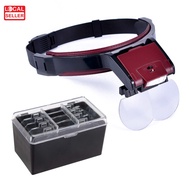 Portable LED Head-Mounted Magnifier Helmet Magnifier | Magnifying Glass of 1.7X to 3.5X Double Lens