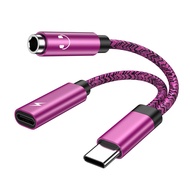 2 in 1 Samsung USB Type C to 3.5mm Headphone Adapter,USB C 60W Fast Samsung Charger Cable Aux Audio 
