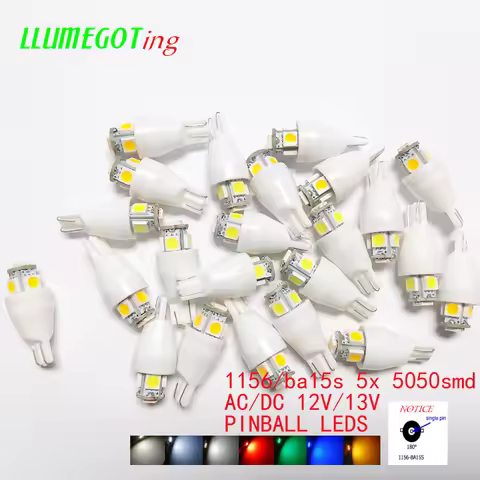 50pcs T15 W16W 921 #906 Base With 5x SMD5050 Various Colour Available Non Polarity AC DC 12V 13V Pin