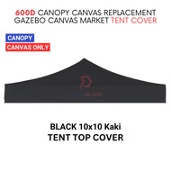 Black 10x10 Feet 600D Colorful Canopy Canvas Replacement Gazebo Canvas Market Tent Cover Only