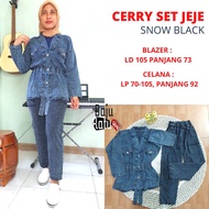 AMANDA SET CERRY BLAZER BAGGY PANTS SET JEJE ONE SET JEANS GBJWanita