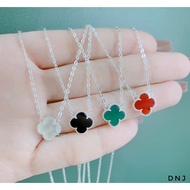Women's silver necklace with colorful 4-leaf clover