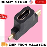Cable Adapter Converter - 3 in1 Micro HD Video male + Mini HD Video male to HD Video 1.4 Female