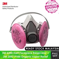 3 M 6200 Half Facepiece Respirator + 3 M 2097 P100 Organic Vapor Relief
