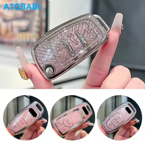 Crystal Style TPU Car Key Cover Case Bag For Audi A6 A6L A4 C8 A7 A8 Q8 2022 2023 2024 Q5 Q7 S3 A3 A