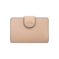 [Coach] COACH Wallet F06390 6390 Taupe 2 Cross Grain Leather Medium Corner Zip-up Wallet Women [Outlet Product] [Brand]