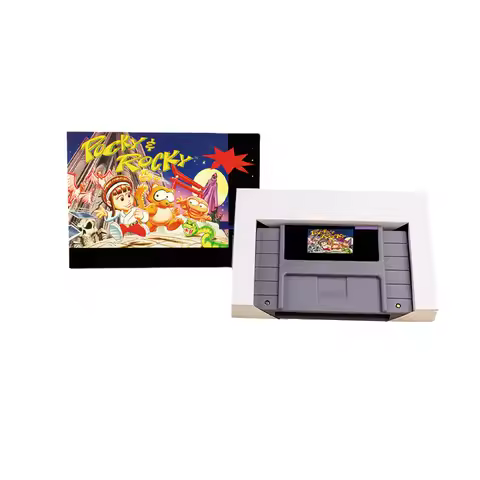 Pocky & Rocky 1 2 Action game Card for SNES EUR PAL USA NTSC 16bit Game Consoles with Retail Box Vid