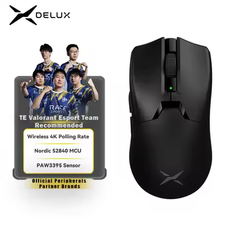Delux M800 Ultra Lightweight 55g PAW3395 Wireless Bluetooth Tri-Mode Gaming Mouse 26000DPI 4K Compat