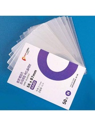 50入組透明卡片套帶蓋,適用於辦公室工作者和學生的簡易攜帶卡片盒