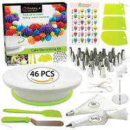 funnynisa 46Pcs/Pack Cake Decorating Kit Cake Turntable Set Plastic Baking Tool Cake DIY