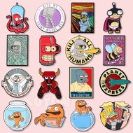 Anime Futurama Character Enamel Brooch Cartoon Robot Band Metal Badge Clothing Lapel Pin Backpack Ac