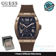 [Official Warranty] Guess GW0568G1 Men's Brown Tone Case Brown Silicone Watch