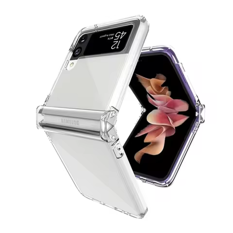 Clear Phone Case For Samsung Galaxy Z Flip 3 4 5 5G Shockproof Folding Transparent Hard Cover For Sa
