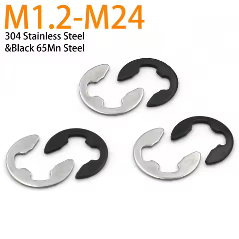 10/50/100pcs M1.2 M1.5 M2 M2.5 M3 4 5 6 8 10 11 to M24 Black 65Mn Steel 304 Stainless Steel E Clip C
