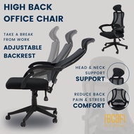 Recafi Furniture High Back Mesh Office Chair with Ergonomic Design & Armrest / Kerusi Pejabat / Blac