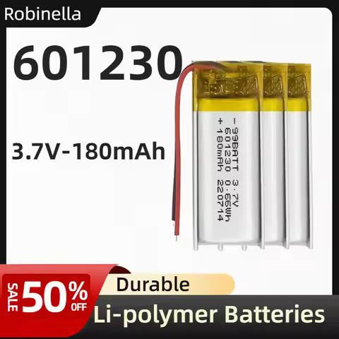 601230 3.7V 180mAh Polymer Li-polymer Battery. Designed for TWS Bluetooth Headset, Handheld Fan, Rec