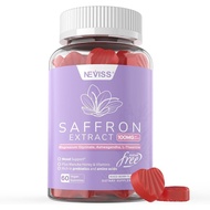Saffron Supplements Gummies 100mg - 100% Pure Saffron Extract with Magnesium Glycinate, L-Theanine,,