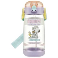 Skater - 史努比 PET 480ml 透明吸管水壺 附肩帶 4973307613159