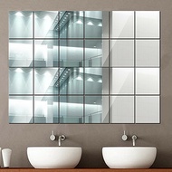 40/80Pcs Bathroom Large Square Mirror Tile Wall Sticker Self Adhesive Stick On
