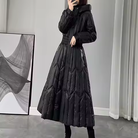 2024 Winter New Fashion Solid Color Long Coat Femen's Casual Loose Thick Warm High Quality Large Siz