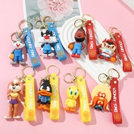 Cartoon Bugs Bunny Doll Keychain Cute Tweety Bird Daffy Duck Porky Pig Key Rings Pendant Accessories