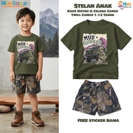 MiniSize.ID Camo Pattern Children's Cargo Shorts Set 1-12 Years Cool Army Camouflage Children's Moun