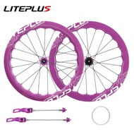 LITEPLUS 451 Folding Bike Carbon Fibre Wheelset 20Inch Quick Release Disc Brake Wave Rim Carbon Whee