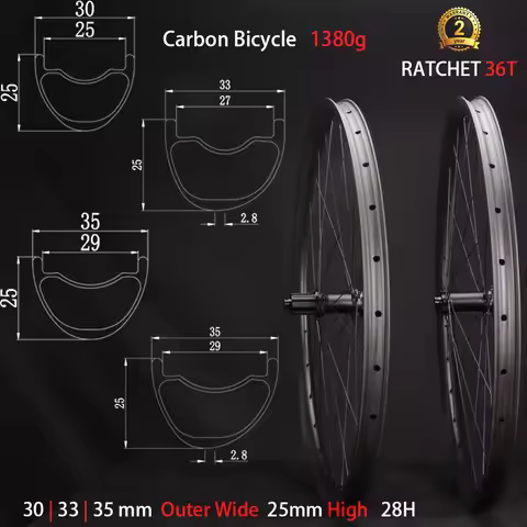 Goldix M370 Boost 36T 1380g 29er MTB Hookless Carbon Bicycle Wheelset 30 33 35 mm Wide 25mm High 28H