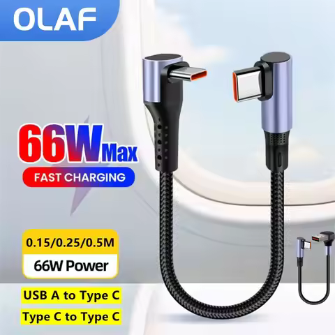 66W USB A/Type C to Type C Fast Charging Cable 0.15/0.25/0.5M Short Power Bank USB C Data Cord For i
