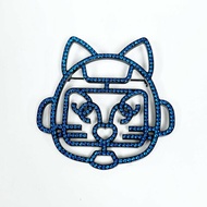 Chanel 超萌藍水鑽機器貓 超大款 胸針 別針