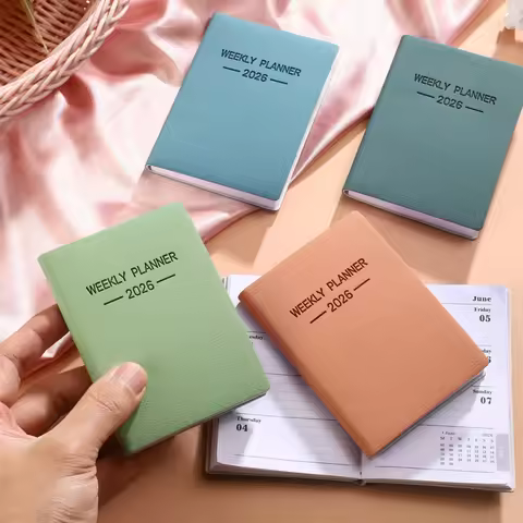 1pc 2026 Daily Plan Book A7 Specification, Morandi Color PU Cover Schedule Book, 64 Sheets 128 Page 