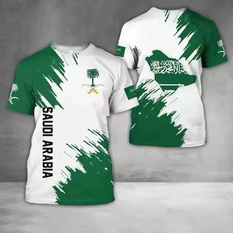 Saudi Arabia Arab Middle East Style 3D Printed Polyester T-shirt Summer Round Neck Men Female Casual