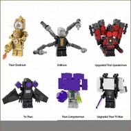 SQ4 6pcs Skibidi Toilet Building Blocks Titan Clockman Tri-Titan TV Man Figure Dolls Toys For Kids G