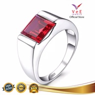 Cincin Perak Silver 925 Ruby Merah Delima Siam - VeE Cincin Pria Sterling Silver