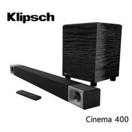 【Klipsch】 Cinema 400 Soundbar 2.1聲道 無線超低音聲霸 家庭劇院組