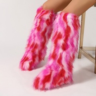 2025 Large Size New Style High Boots Knee-Length Snow Boots Women Fashion Warm Imitation Fox Wool Bo