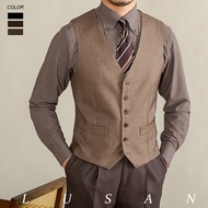 Mr. Lusan Gentleman Retro Italian V-neck Suit Vest Slim Fit All-Matching Sleeveless Tank Top Trendy 