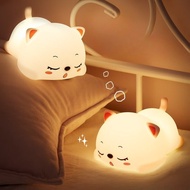 Adorable Dozing Cat Night Light: Squishy Silicone Animal Lamp with Gentle Illumination